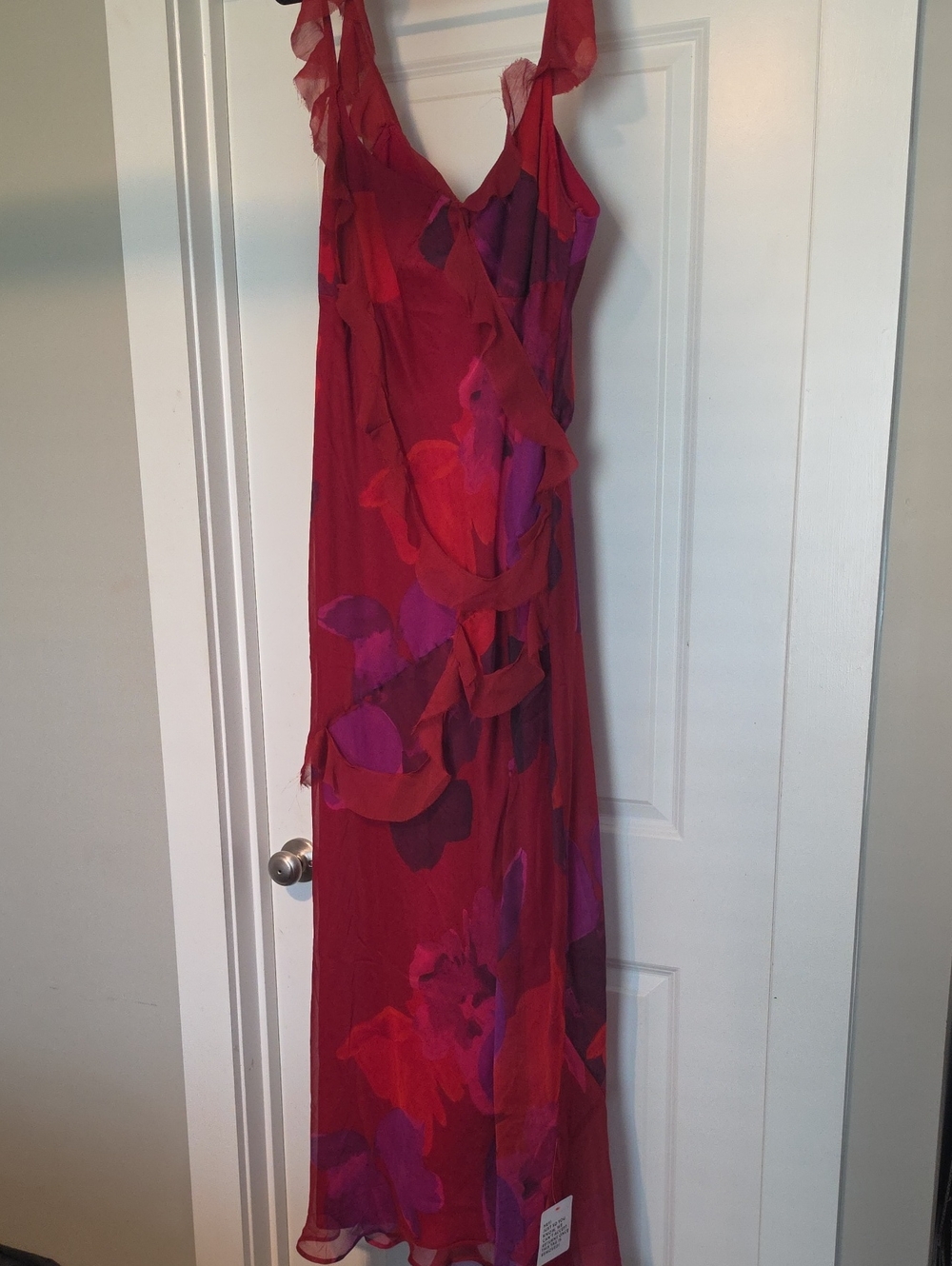 Red Floral Ruffled Maxi Dress - Elegant Women’s Evening Dress